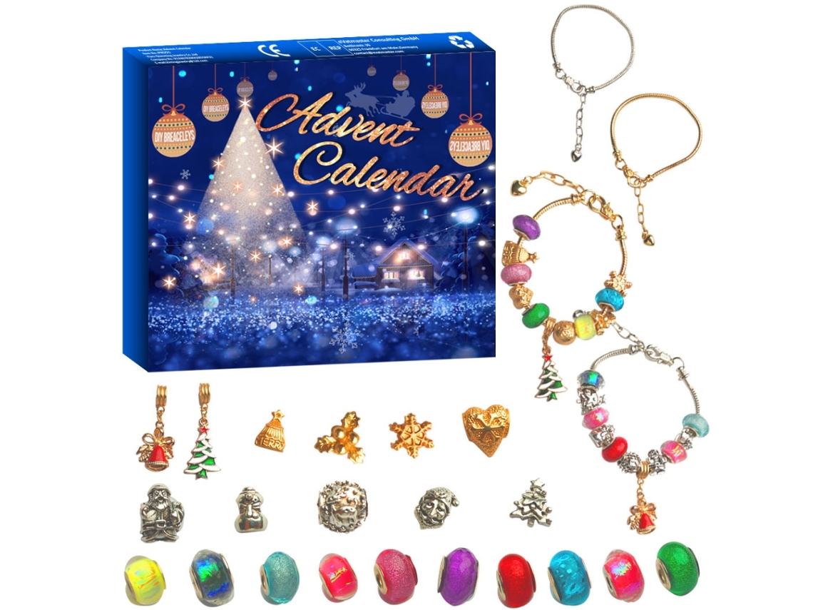 Calendário do advento de Natal DIY com 21 contas e 2 pulseiras S/MARCA