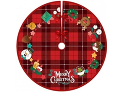 Tapete Para Árvore De Natal, Xadrez Vermelho De 122 Cm (48 Polegadas), Com Estampa De Papai Noel, Boneco De Neve E Alce