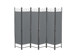 Biombo Dobrável Saragossa de 6 Painéis 171 X 240 Cm Cinzento Escuro [EN.CASA]