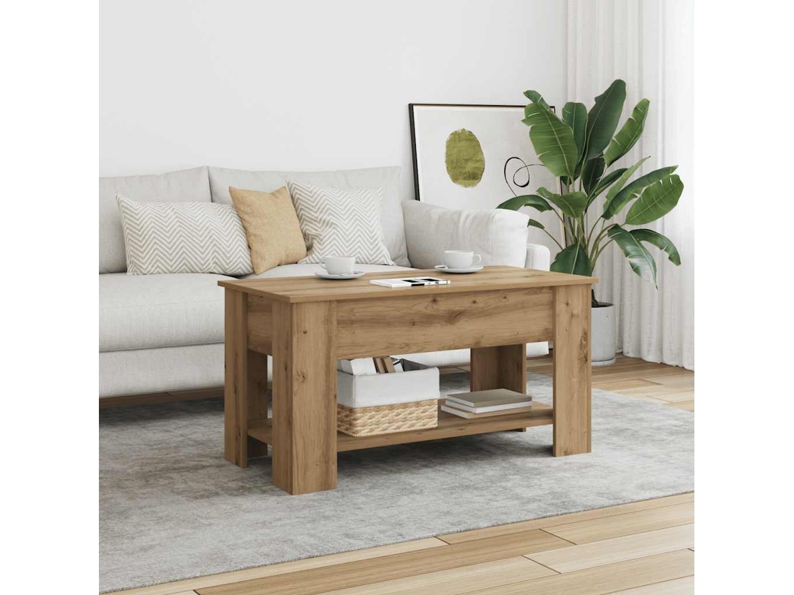Vidaxl Mesa De Centro Em Carvalho Artesanal 101x49x52 Cm