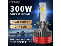 Lâmpadas Led Para Faróis De Automóvel H11-infitary Q6 30000lm 300w, Farol Alto-baixo, 6500k, Branco Brilhante
