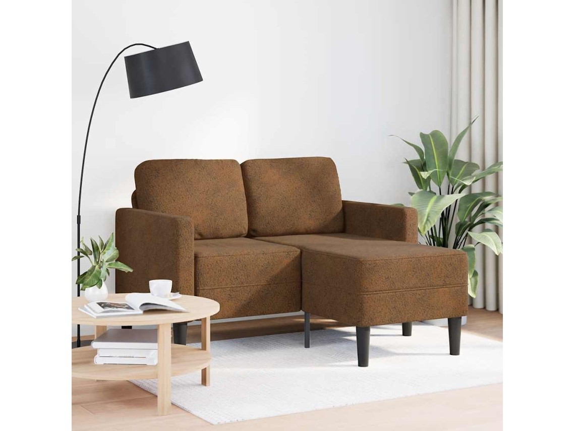 Sofá 2 lugares com chaise em L 125 cm em Couro Artificial Castanho MAISON EXCLUSIVE