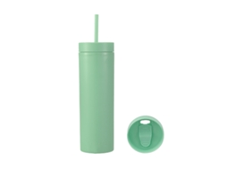 Garrafa De Água Esportiva Plástica De Camada Dupla Opaca 460ml Com Tampa De Canudo Para Fitness Outdoor Verde