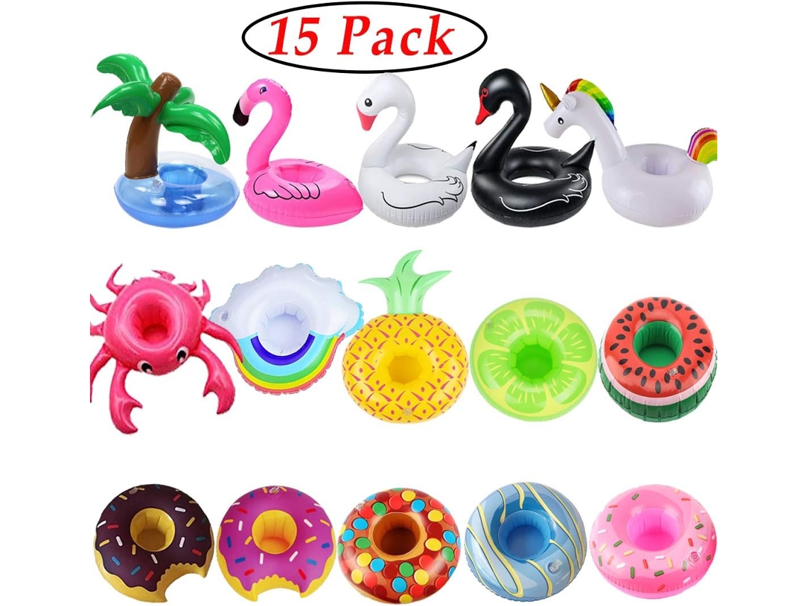 Exiba Suas Bebidas Com Estilo! Conjunto Com 15 Suportes Infláveis ​​para Bebidas, Designs Exclusivos Para Todas As Festas, Uso Versátil Com Plástico P