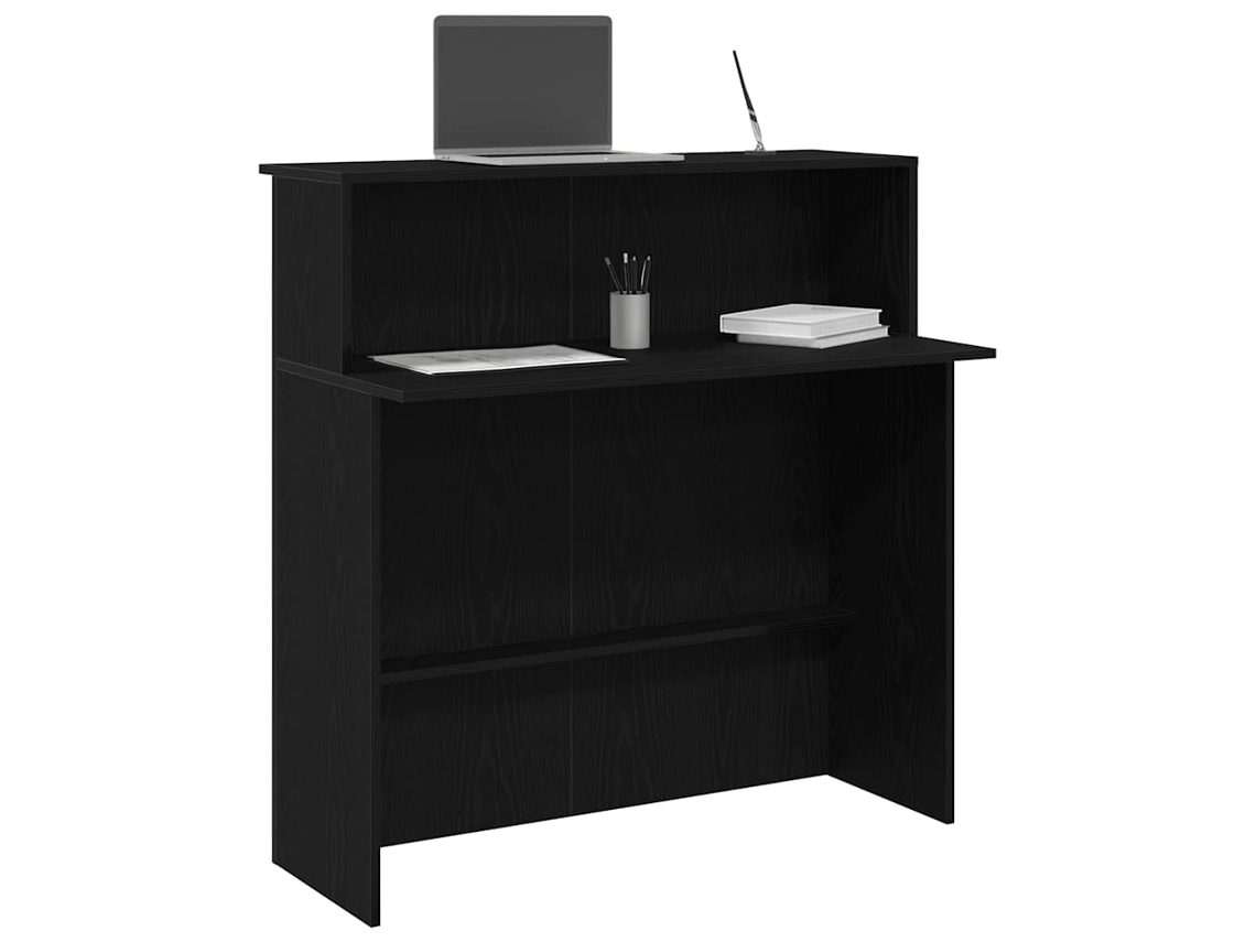 Vidaxl Balcão De Recepção 100x50x103,5 Cm Derivados De Madeira Preto