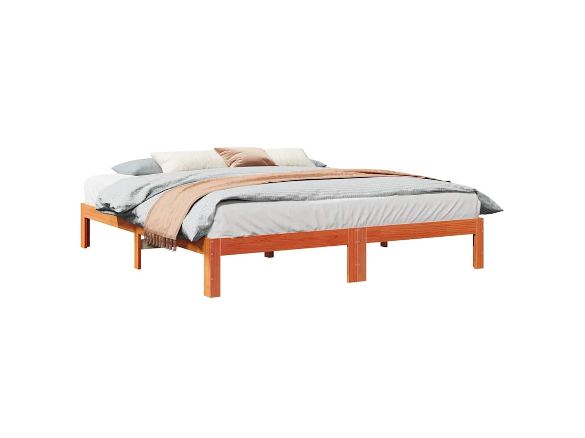 Vidaxl Cama Sem Colchão 160x200 Cm Madeira Pinho Maciço Castanho-mel