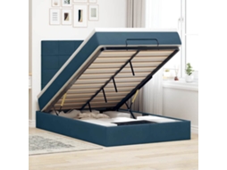 Vidaxl Estrutura De Cama Otomana Com Colchões Azul Escuro Veludo