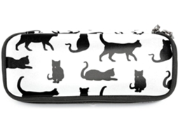 Estojo Grande Com Estampa De Gato Preto, Ideal Escola, Escritório, Adultos, Meninas E Meninos