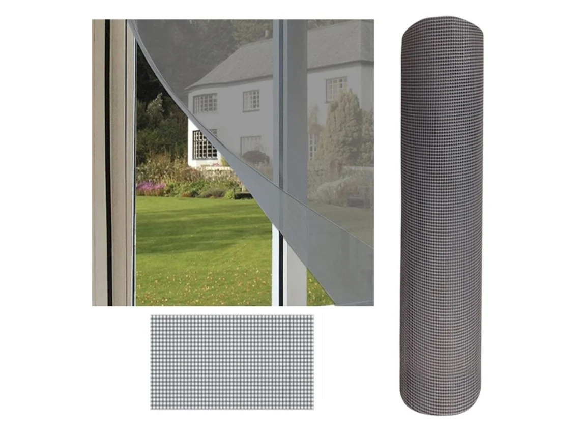 Mosquiteira 1,5X3M Composição 80% Fibra Vidro / 20% Pvc Malha Antimosquito Rede Insetos Cinzento