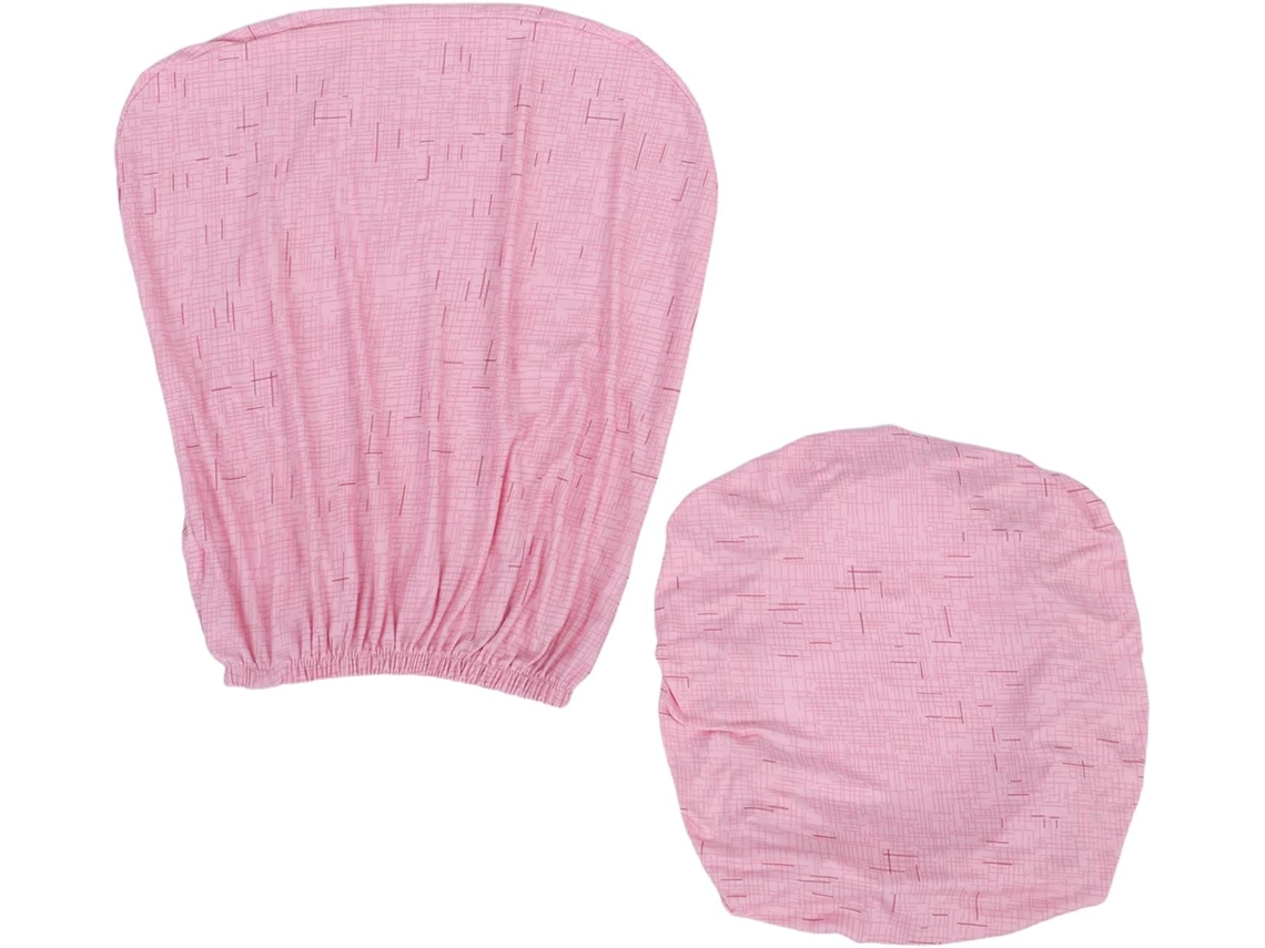 Capa de mesa rosa em poliéster elástico, conjunto de 2 peças.
