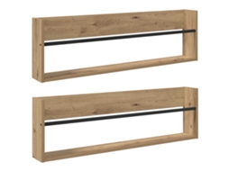 Conjunto de Estantes de Revistas 2 Pcs Carvalho Artesanal 100x12x30 cm MAISON EXCLUSIVE