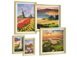 Conjunto De Pinturas Paisagens Da Natureza Cachoeiras Moinhos De Vento Espelharte (5 Peças)