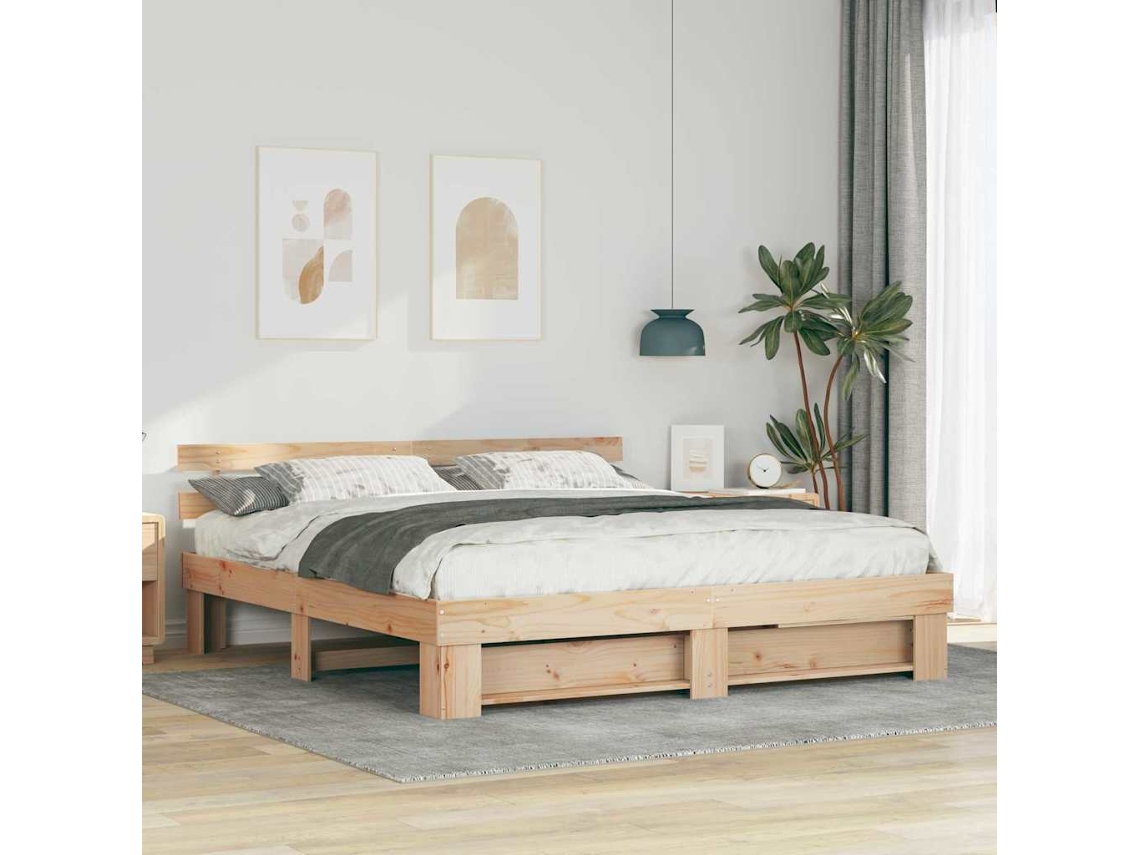 Vidaxl Estrutura da Cama com Cabeceira Castanho 200 X 200 Cm