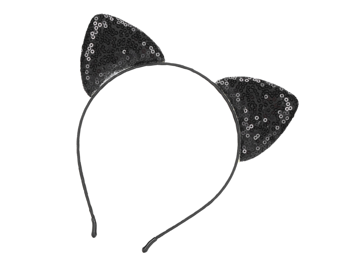 2026 diadema de Orejas de Gato Con Lentejuelas Reversibles para Mujer Accesorios de Pelo Kitty Negro