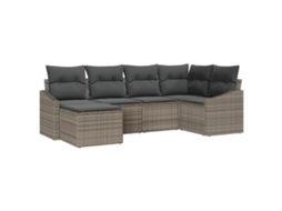 Conjunto 6 Móveis De Jardim Vidaxl Cinzento Vime Pe (233.5 X 123.5 X 85 Cm)
