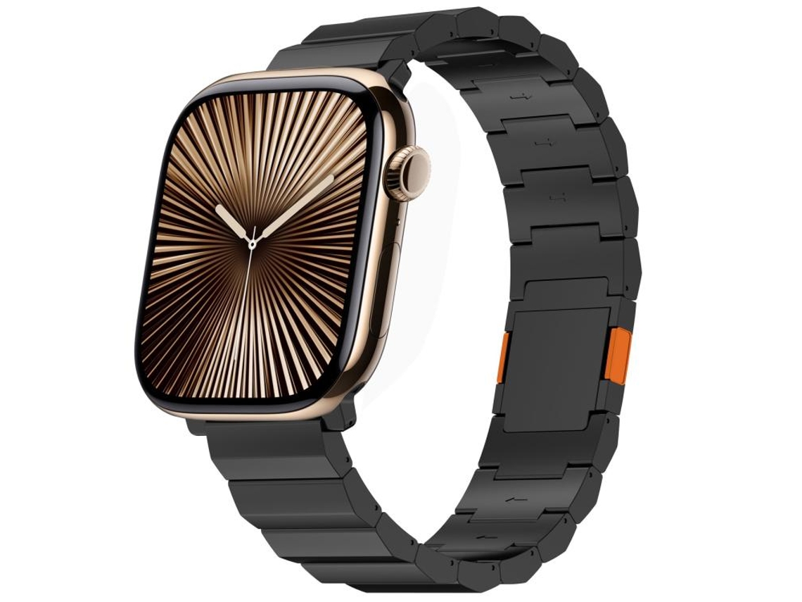 Bracelete para Apple Watch 42/41/40/38mm Liga de Titânio com Fecho Magnético de Elo Único Preto e Laranja XIAOMOYU
