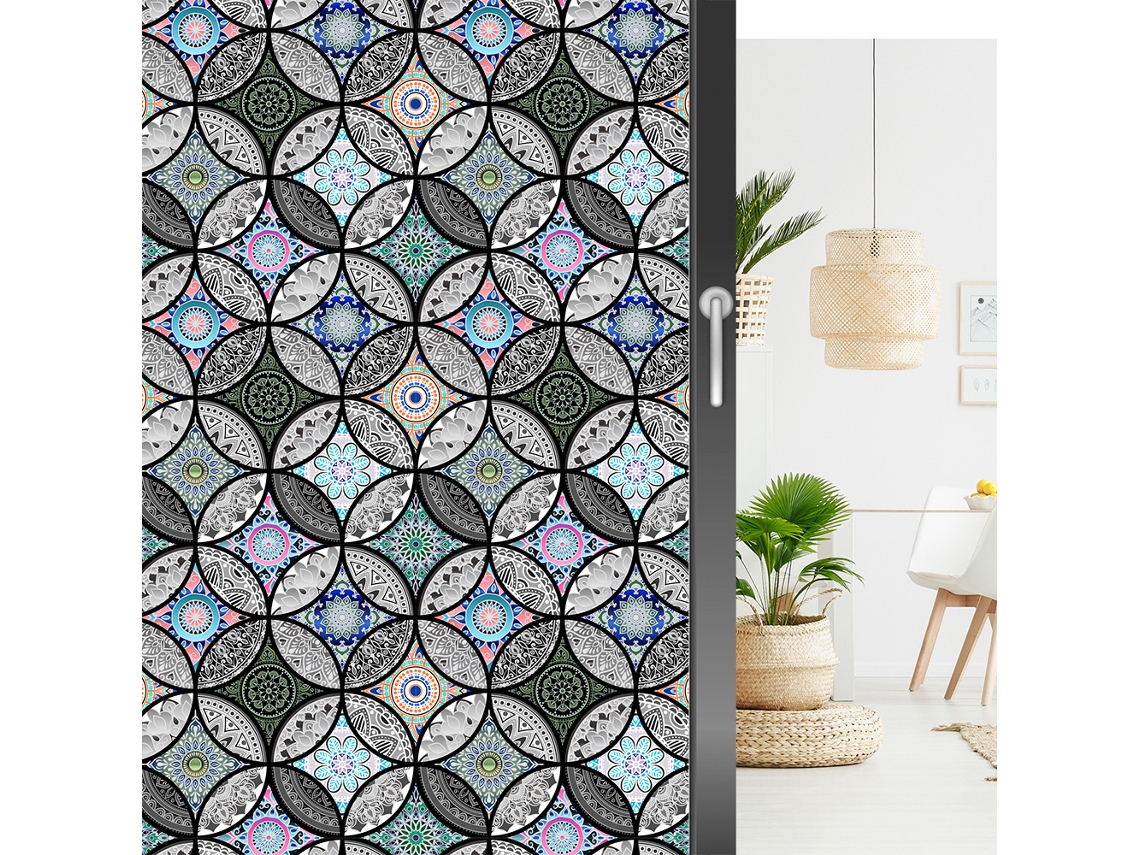1 Película Decorativa Para Janela Com Estampa De Mandala