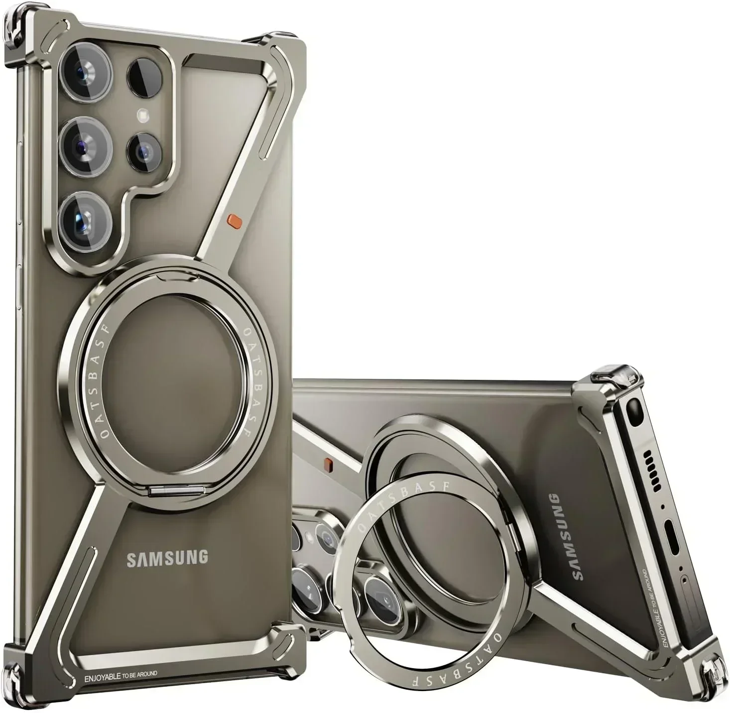 Capa Magnética Sem Moldura Para Celular (titanium Galaxy S25 Ultra) Com Suporte Giratório De 360°