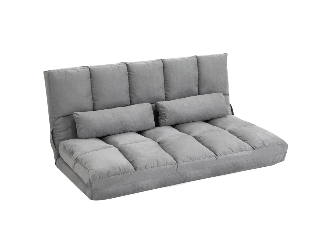 Sofá 2 em 1 cinza claro 130x73x60 cm com reclinável 7 níveis almofadas para sala/tv/leitura/yoga/escritório | S/MARCA
