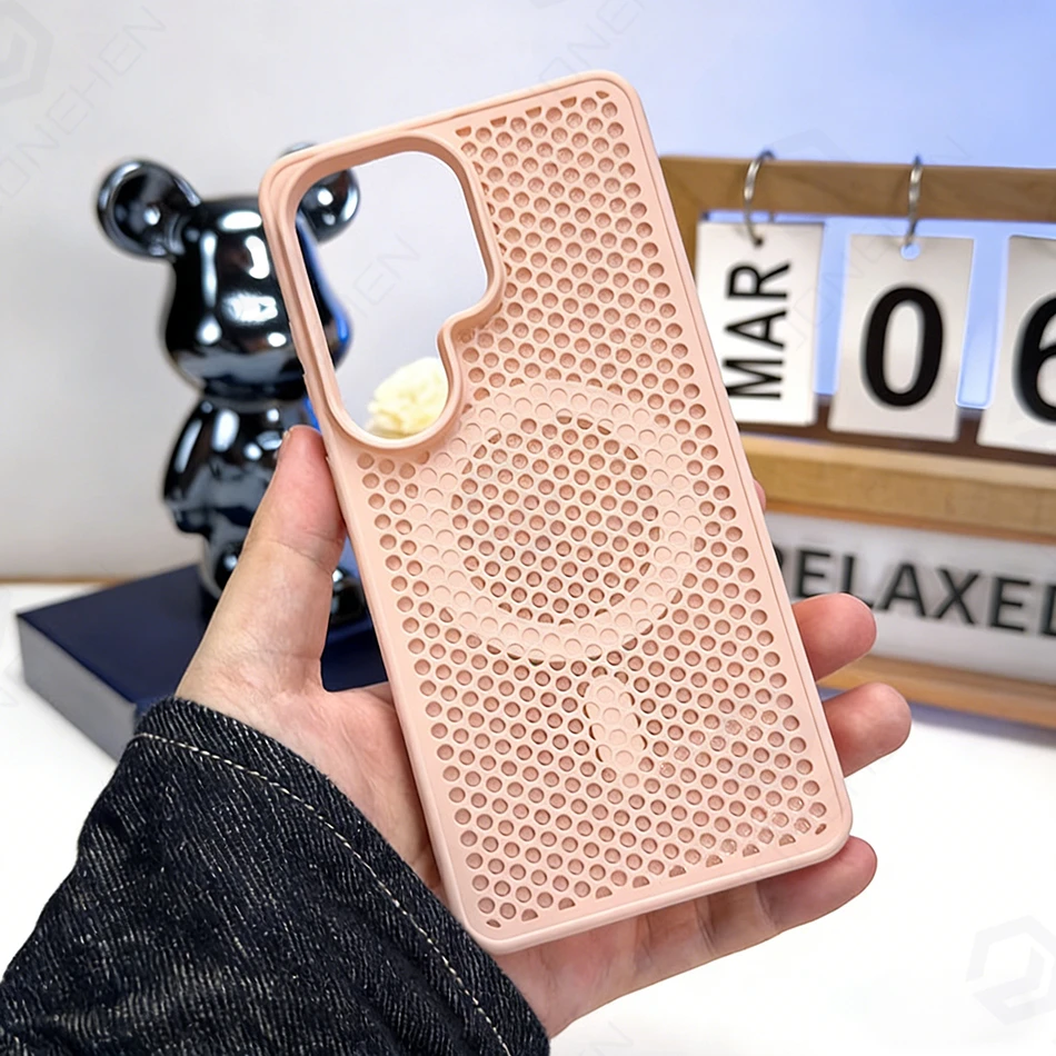 Capa Magnética Para Celular (galaxy S24 Plus Rosa) Com Estrutura De Dissipação De Calor Em Formato De Colmeia.