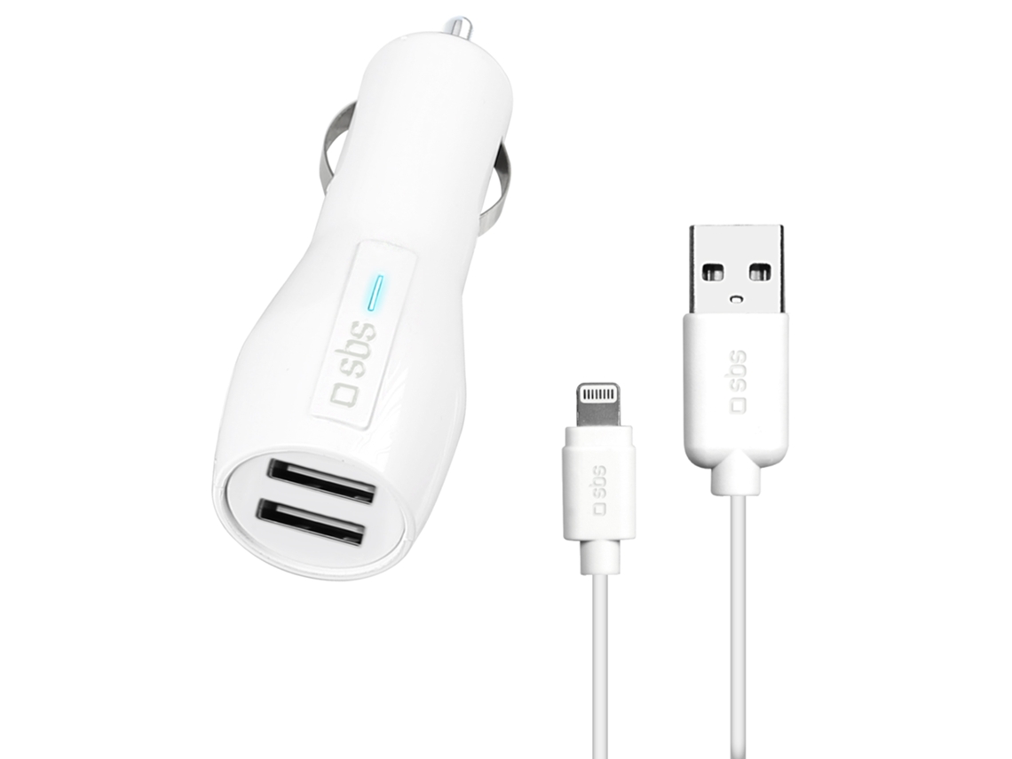 Kit Carregador USB p/ carro SBS c/ cabo Lightning