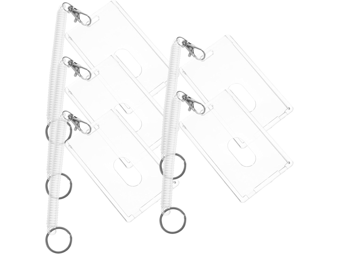 Porta Crachá, Design Simples E Prático, Transparente Com Pulseira De Plástico, Protetor De Crachá, Pacote Com 5 Unidades