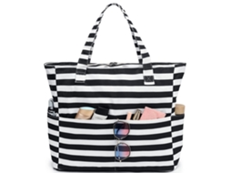 MISSCA Bolsa Tote às Riscas de Senhora Grande Capacidade Riscas Finas Preto e Branco