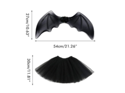 Primerox conjunto Fantasia Halloween Menina Morcego Saia Malha Asa Varinha Headband Props