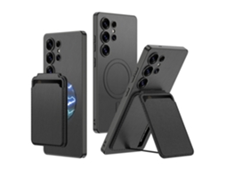 Capa Magnética Hexinyigjly Para Para Samsung S25 Ultra, Pele Com Carteira Removível E Suporte, Slot Para Cartões Preto