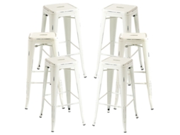 Pack 6 Bancos Torix Vintage 76 Cm - Branco Vintage