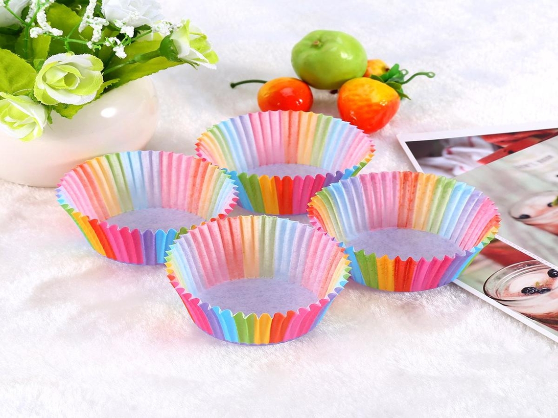 Formas para Muffin Lurelia, 100 Formas Coloridas, Para Muffins e Cupcakes