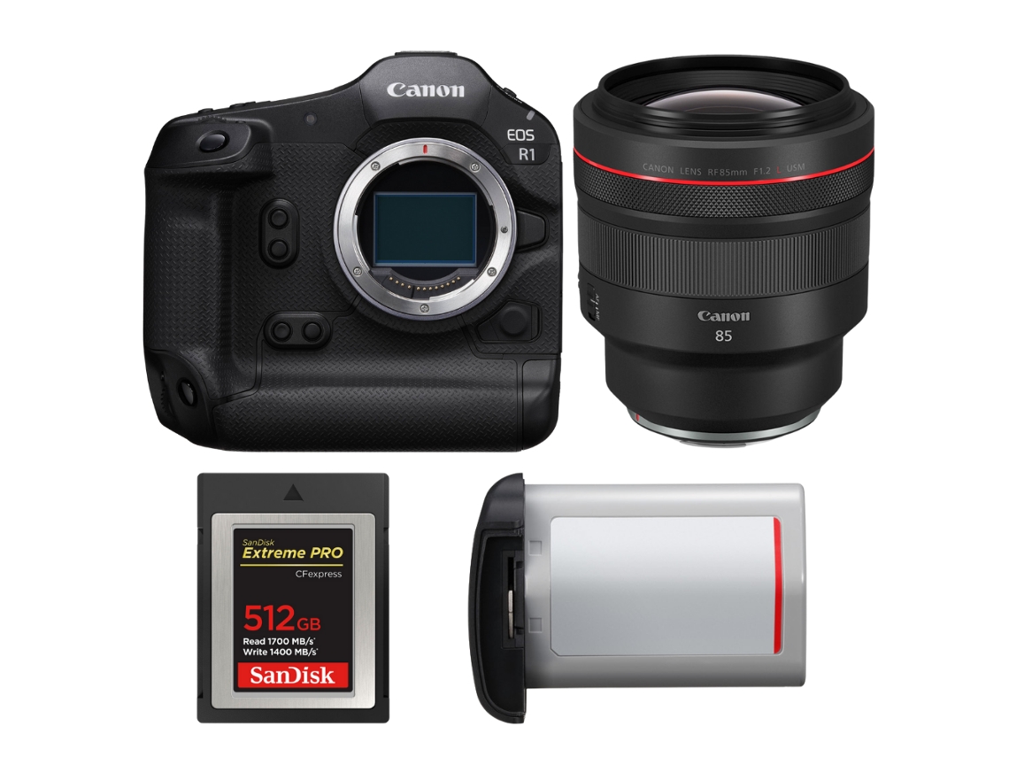 Eos R1 + Rf 85mm F/1.2 L Usm + 1 Sandisk 512gb Extreme Pro Cfexpress Type B + Canon Lp e19 + Ebook “20 Dicas para Fotos Que Impressionam” CANON