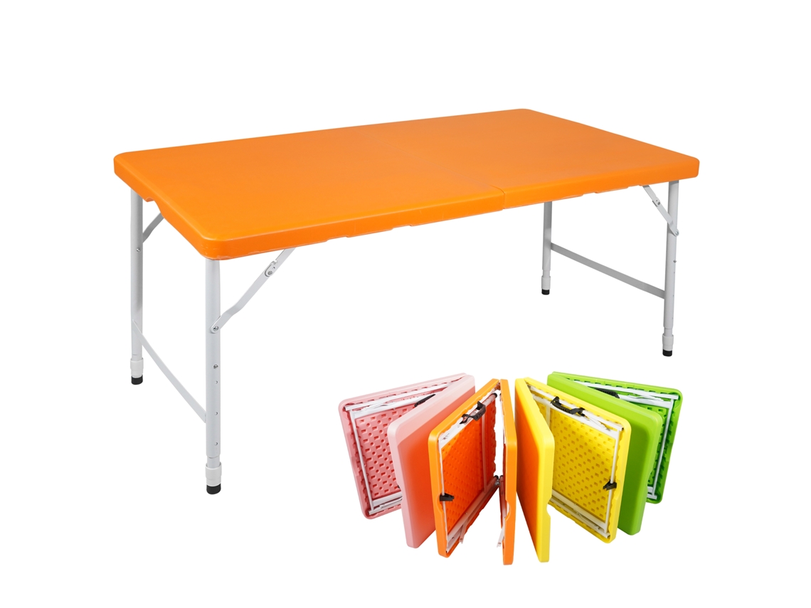 Mesa Dobrável 125cm Ajustável Camping 135kg Laranja VELTRIX