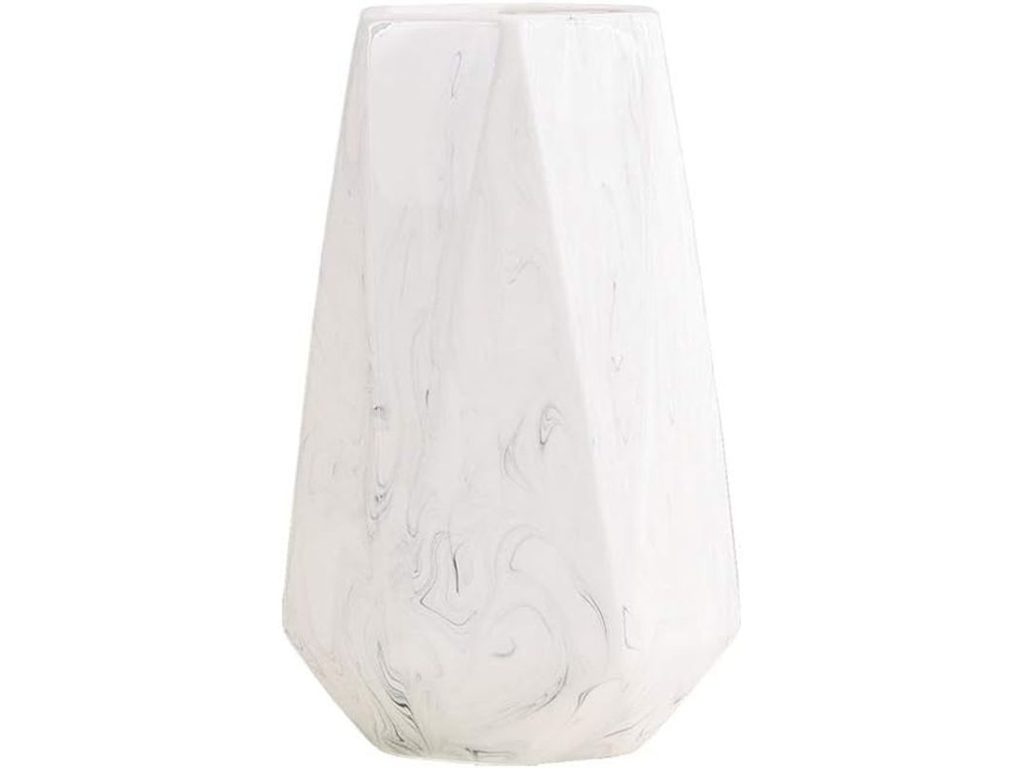 Vaso de cerâmica com efeito mármore branco, peça central para decoração de casa, presente ideal para o Natal para amigos e familiares.