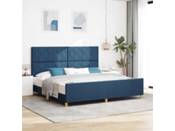 Vidaxl Estrutura Da Cama Com Cabeceira Azul 200 X 200 Cm Tecido