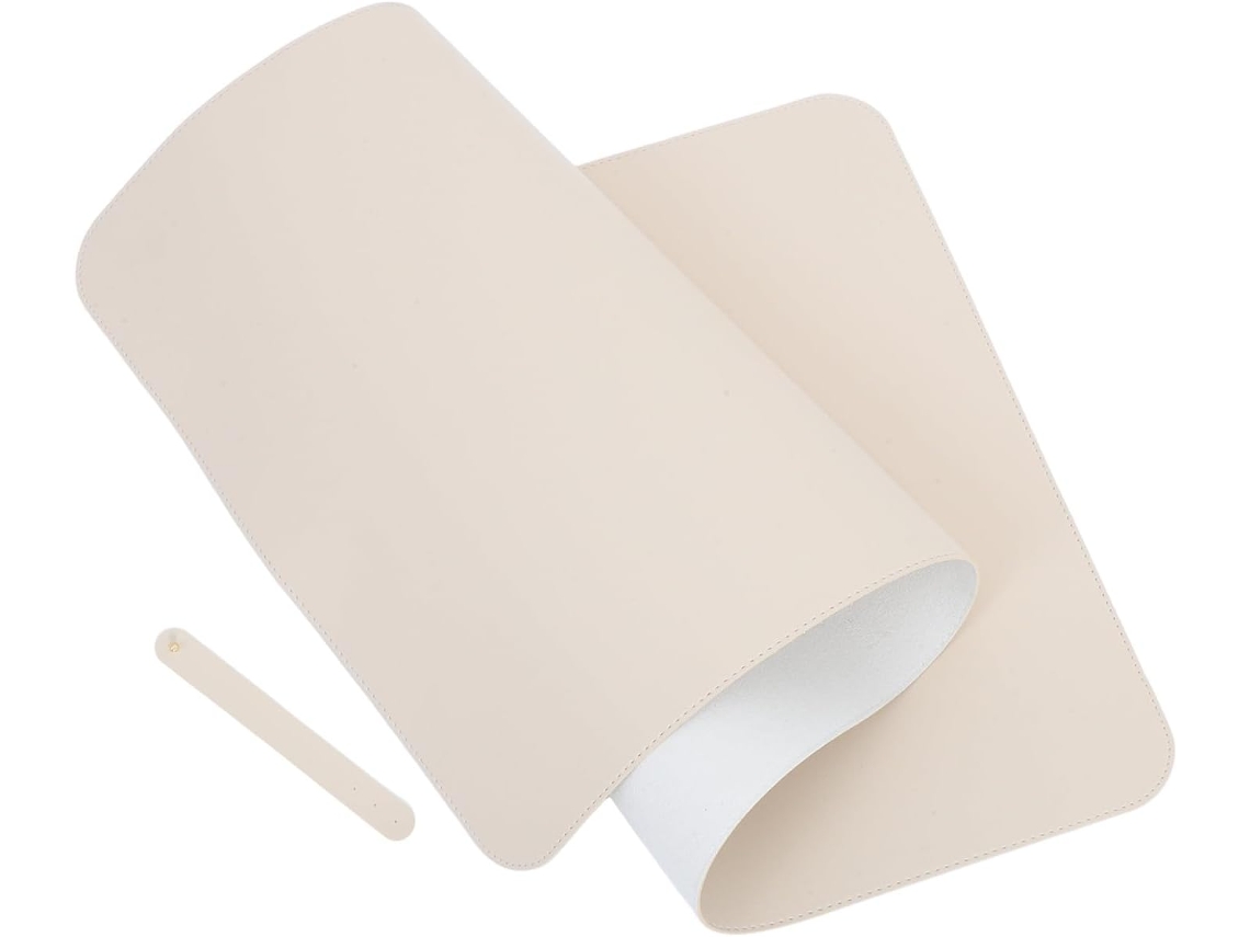 Mousepad Grande Amosfun em Couro Sintético Bege, Resistente a Arranhões, com Superfície Lisa, Ideal para Gamer