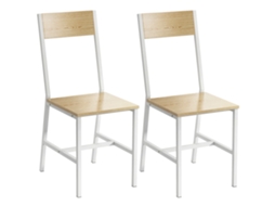 Cadeiras De Refeição Mdf E Metal Cor Madeira E Branco 36x47x88,3 Cm Homcom