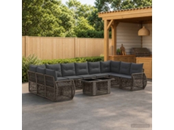 Vidaxl Conjunto De Sofá De Jardim 11 Unid. Cinza E Cinza Escuro