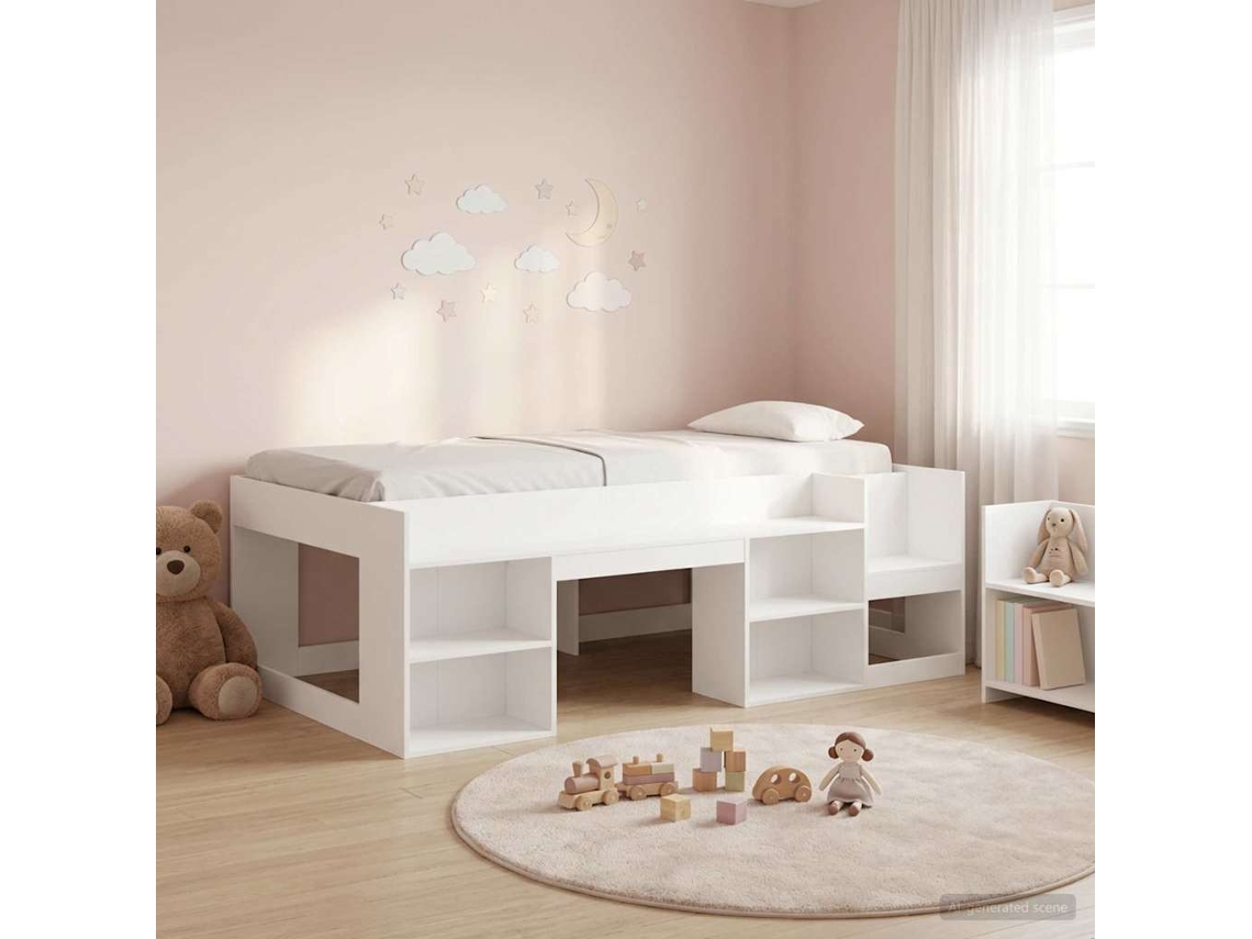Vidaxl Estrutura De Cama Infantil Com Armazenamento Branco 90 X 190 Cm