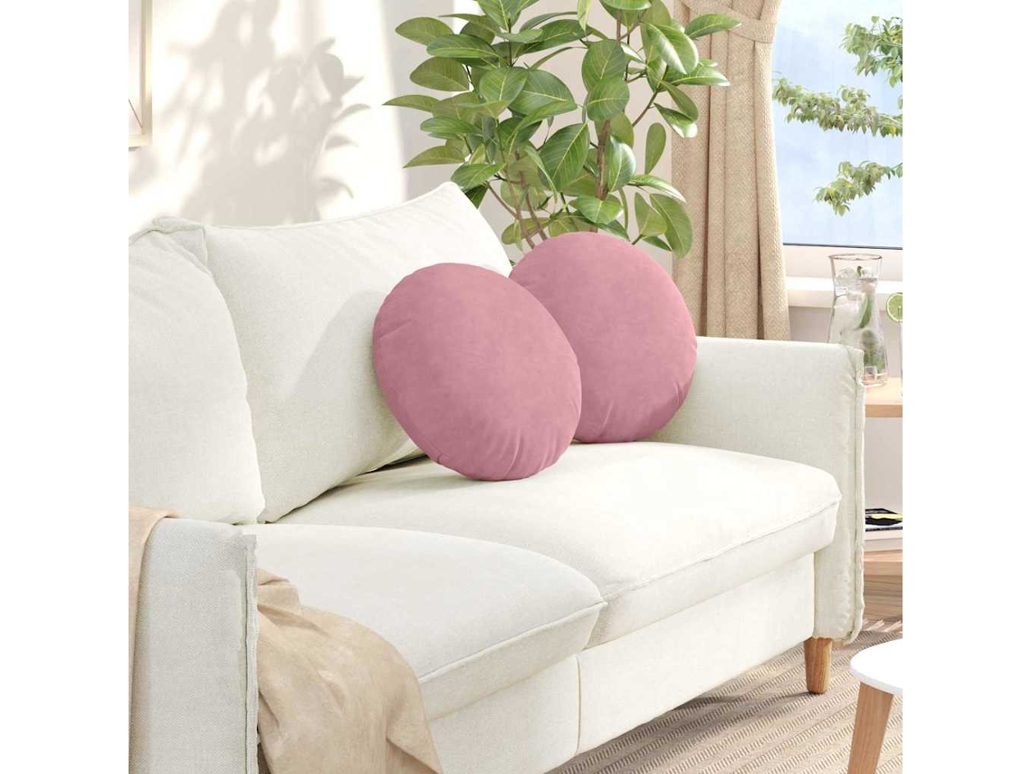 Vidaxl Almofadas De Assento 2 Pcs Rosa Ø 40 X 13 Cm Veludo