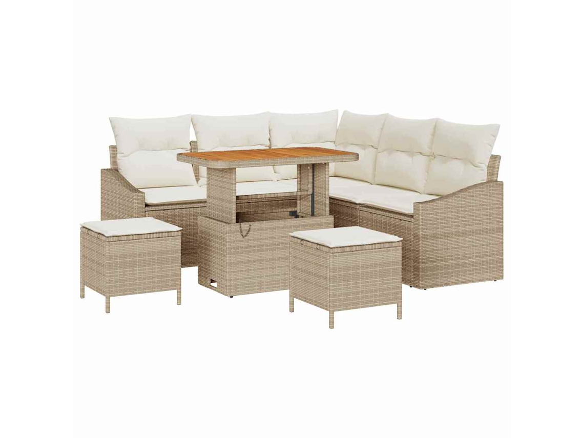 Vidaxl Conjunto De Sofá De Jardim 8 Unid. 7-número De Lugares Bege