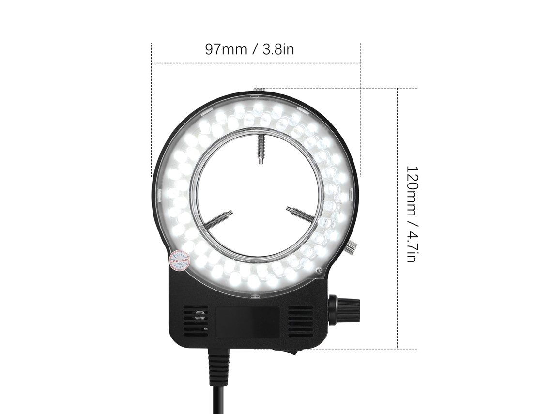 Luz Redonda Led para Microscópio Brilho Ajustável Lâmpada para Microscópio Iluminação Fria Uniforme