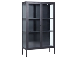 Armário elegante com frente de vidro BELIANI Nash de Aço Preto 90x35x150