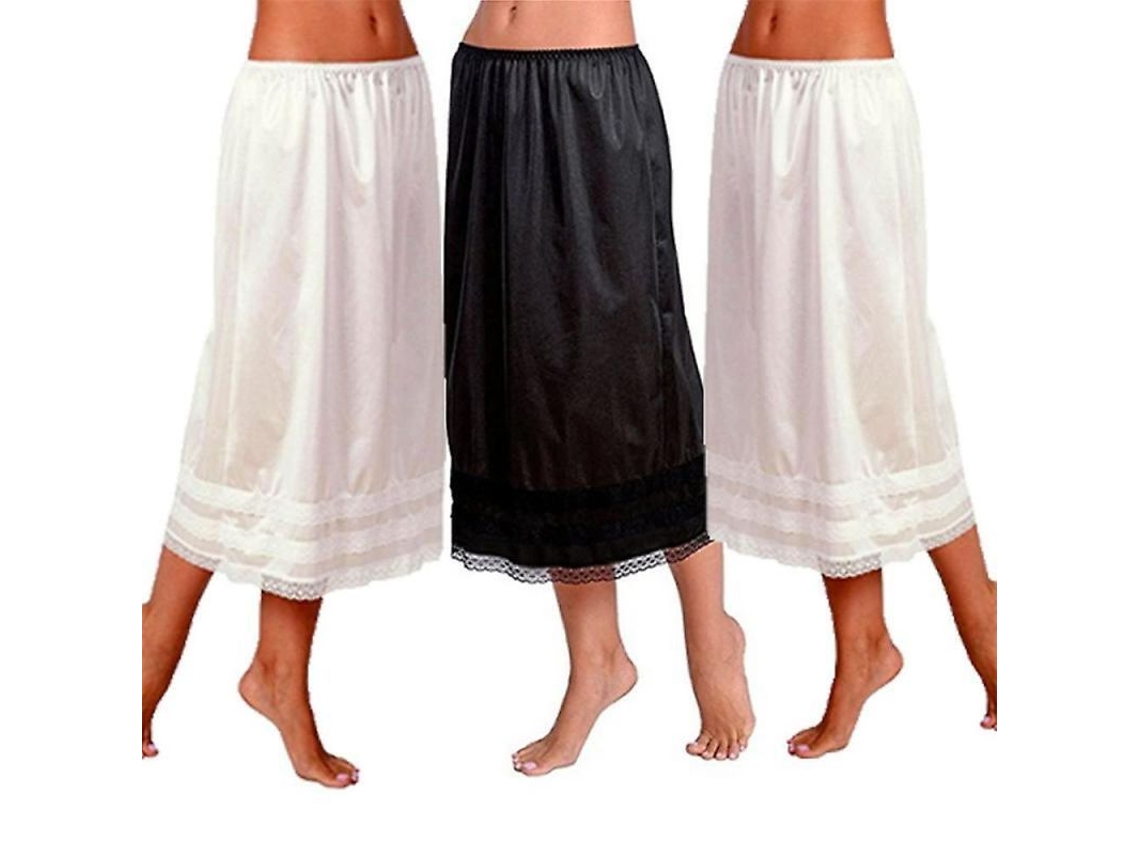 2026 falda Interior de Encaje para Mujer Falda Larga Antiestática Talla L 3xl Moda Casual 2xl Blanco