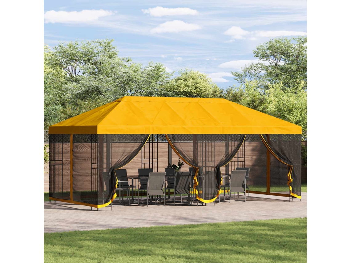 Vidaxl Gazebo Com Paredes Laterais 6 X 3 M Amarelo Poliéster E Aço