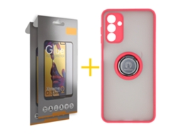 Pack 2 x Película de Vidro Temperado Full + Capa SKYHE Samsung Galaxy A35 5G Gel Bumper Ring Vermelho