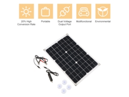 Rebe-panel Solar De Carga 20w Doble Salida Dc5v/18v Con Usb Y Cargador De Coche Ip65 Resistente Al Agua Para Camping Senderismo Pesca Montaña