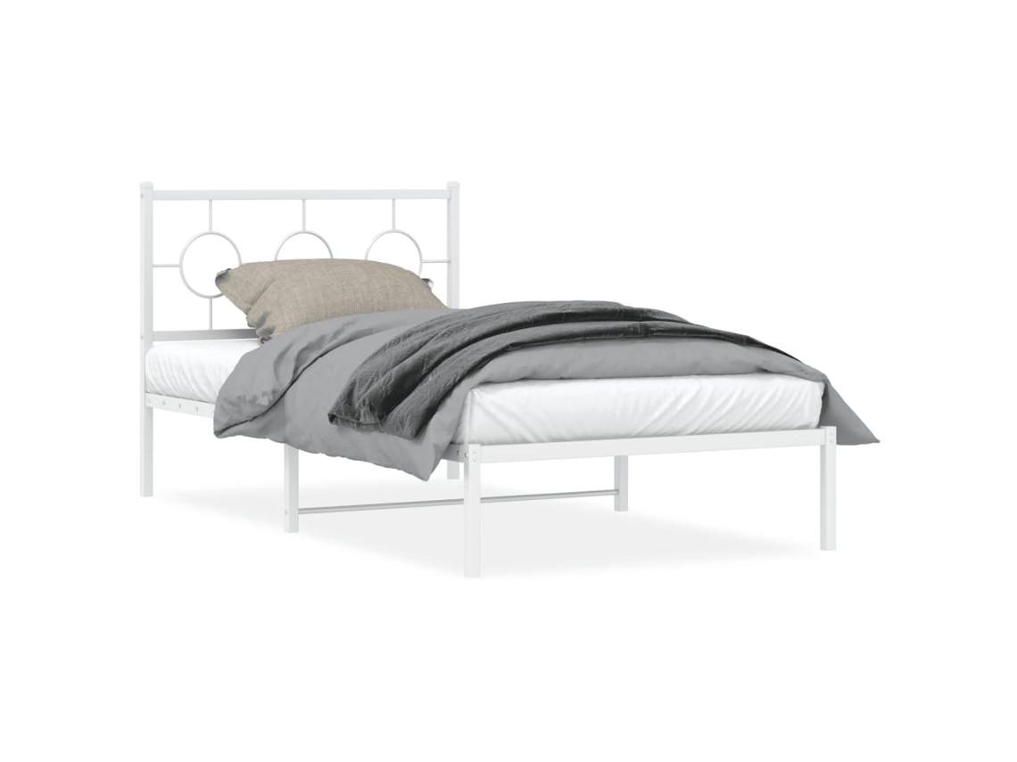 Estrutura de Cama com Cabeceira Metal Branco MAISON EXCLUSIVE 100x200 cm