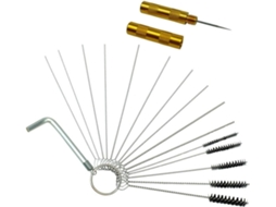 Kit de limpeza com escovas de aço inoxidável 304, escovas de nylon e ferramentas leves.
