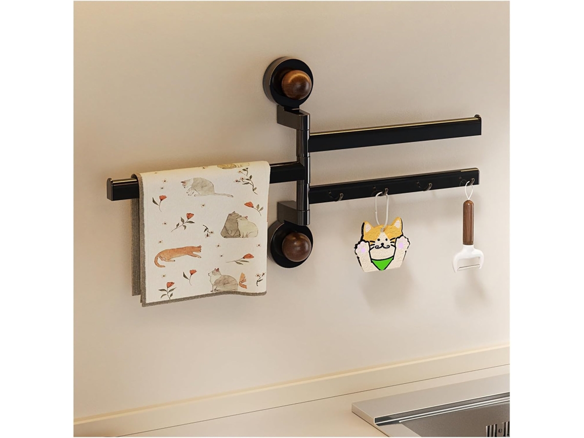 Suporte Giratório De 3 Braços Para Toalhas Cozinha Banheiro, Com Ventosa, Sem Necessidade De Furar, Resistente, Design